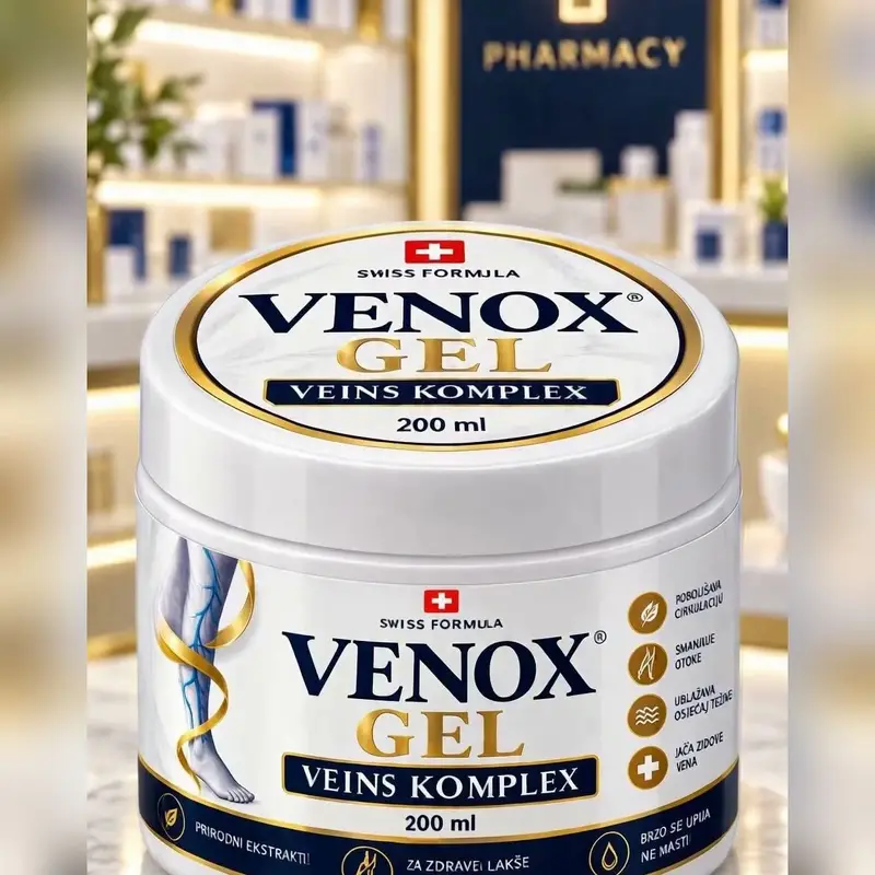 Teglica Venox gel, Veins Komplex, 200 ml, sa švicarskom zastavom na poklopcu
